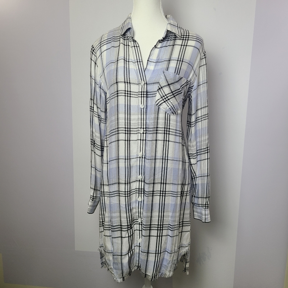 Cloth & Stone plaid button-down long sleeve sweater dress, sz S (PTP 19")